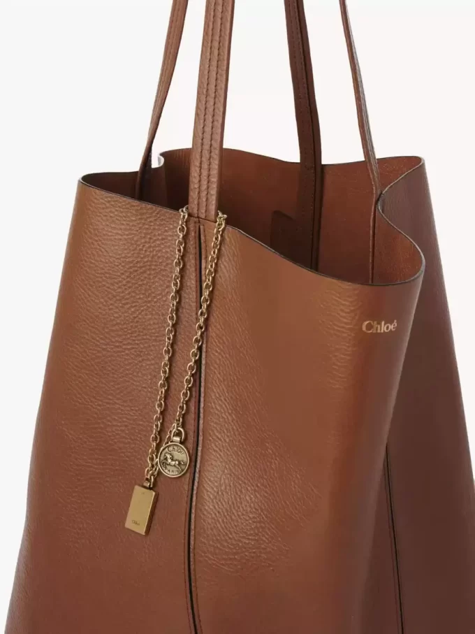Bolso tote grande Chloé Spin de piel granulada