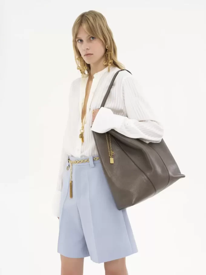 Bolso tote grande Chloé Spin de piel granulada