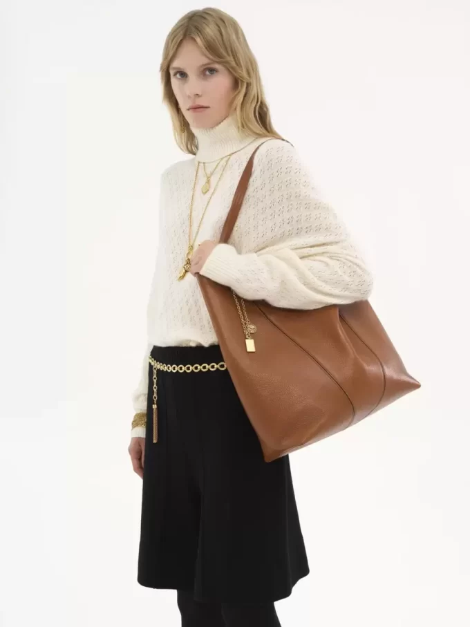 Bolso tote grande Chloé Spin de piel granulada