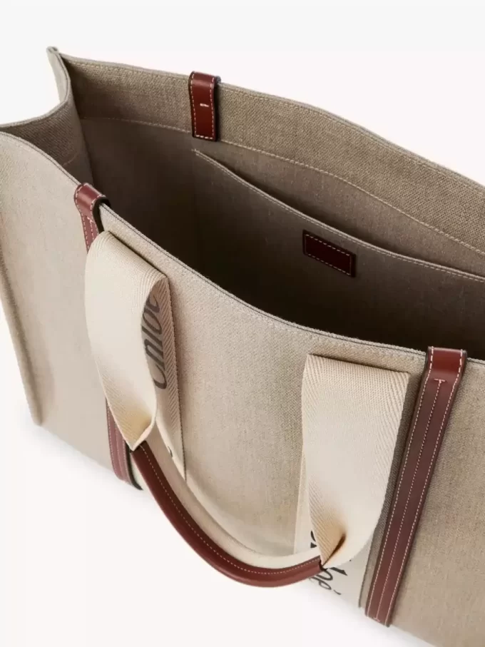 Bolso tote grande Woody en lino Bolso tote grande Woody en lino