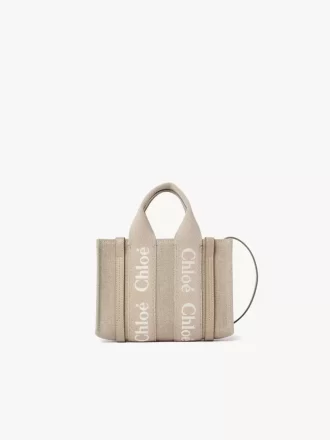 Bolso tote Mini Woody en lino y piel