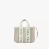Bolso tote Mini Woody en lino y piel Bolso tote Mini Woody en lino y piel
