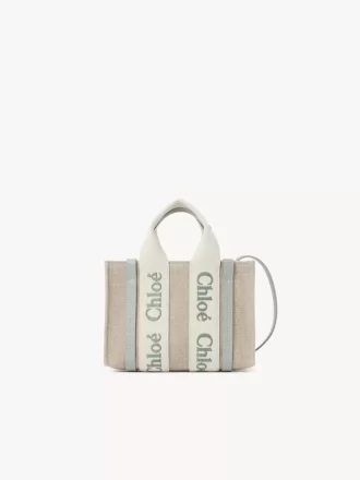 Bolso tote Mini Woody en lino y piel