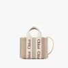 Bolso tote Mini Woody en lino y piel Bolso tote Mini Woody en lino y piel