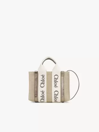 Bolso tote Mini Woody en lino y piel