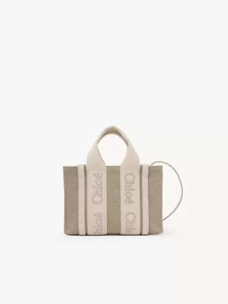 Bolso tote Mini Woody en lino y piel