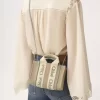 Bolso tote Mini Woody en lino y piel Bolso tote Mini Woody en lino y piel