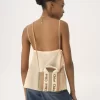 Bolso tote Mini Woody en lino y piel Bolso tote Mini Woody en lino y piel