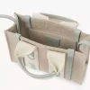 Bolso tote Mini Woody en lino y piel Bolso tote Mini Woody en lino y piel