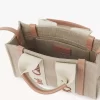 Bolso tote Mini Woody en lino y piel Bolso tote Mini Woody en lino y piel