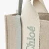 Bolso tote Mini Woody en lino y piel Bolso tote Mini Woody en lino y piel