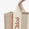Bolso tote Mini Woody en lino y piel Bolso tote Mini Woody en lino y piel