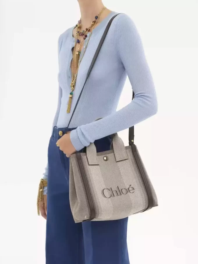 Bolso tote pequeño Chloé Carry de lona Bolso tote pequeño Chloé Carry de lona