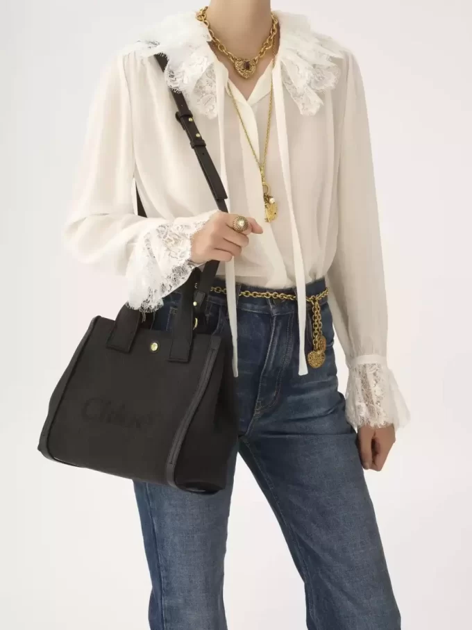 Bolso tote pequeño Chloé Carry de lona Bolso tote pequeño Chloé Carry de lona