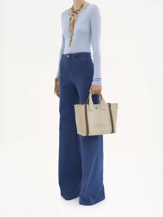 Bolso tote pequeño Chloé Carry de lona Bolso tote pequeño Chloé Carry de lona