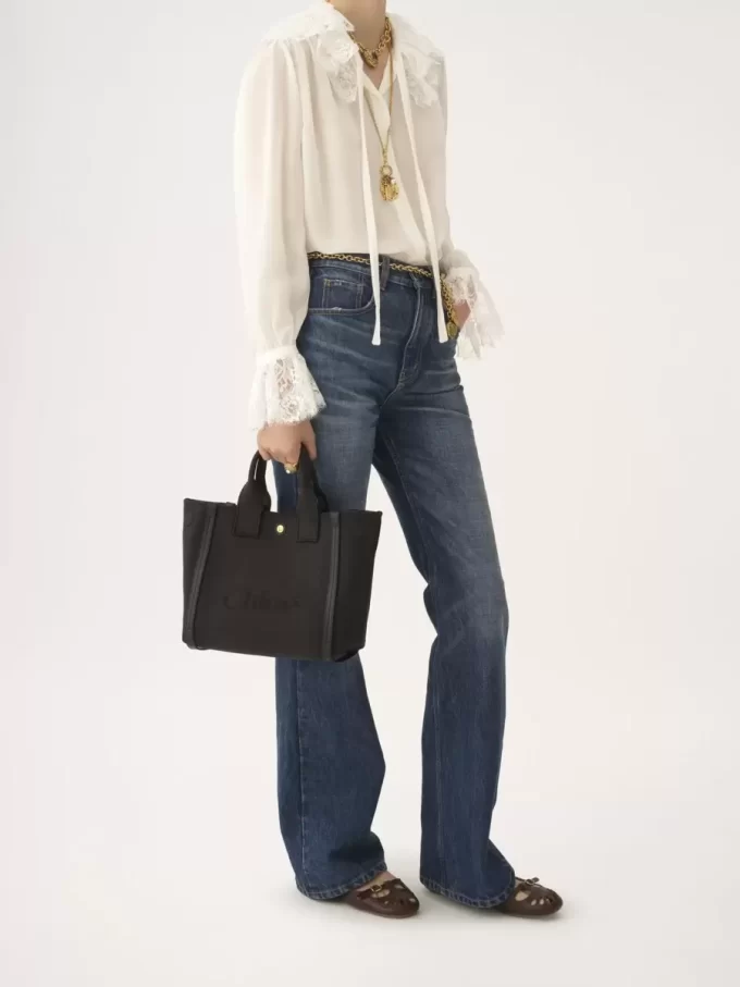 Bolso tote pequeño Chloé Carry de lona Bolso tote pequeño Chloé Carry de lona