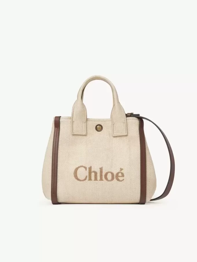 Bolso tote pequeño Chloé Carry en fibras efecto rafia