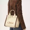 Bolso tote pequeño Chloé Carry en fibras efecto rafia