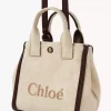 Bolso tote pequeño Chloé Carry en fibras efecto rafia