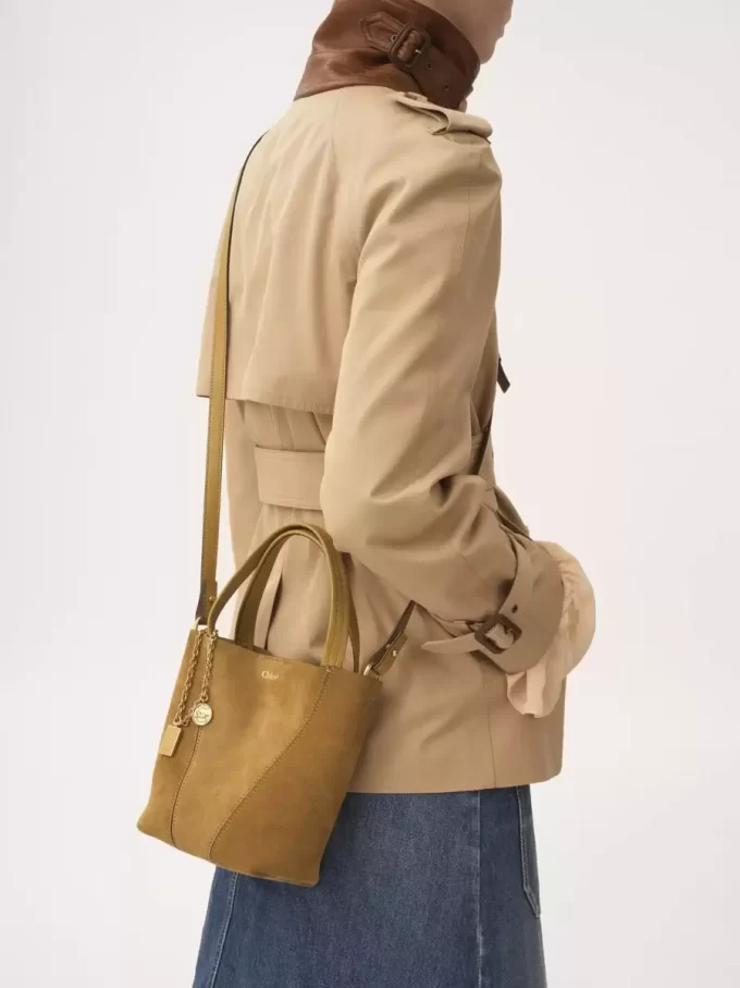 Bolso tote pequeño Chloé Spin de piel de ante Bolso tote pequeño Chloé Spin de piel de ante