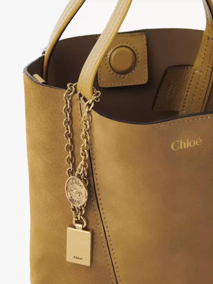 Bolso tote pequeño Chloé Spin de piel de ante Bolso tote pequeño Chloé Spin de piel de ante