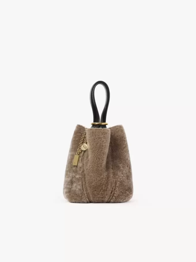 Bolso tote pequeño Chloé Spin de piel de oveja Bolso tote pequeño Chloé Spin de piel de oveja