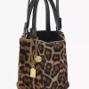 Bolso tote pequeño Chloé Spin de piel de oveja con estampado de leopardo
