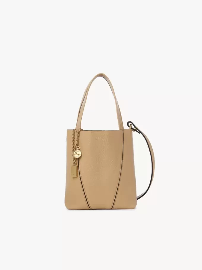 Bolso tote pequeño Chloé Spin de piel granulada