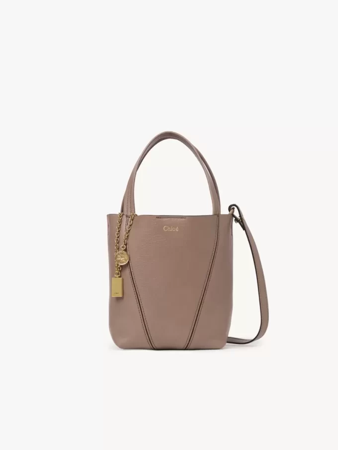 Bolso tote pequeño Chloé Spin de piel granulada Bolso tote pequeño Chloé Spin de piel granulada