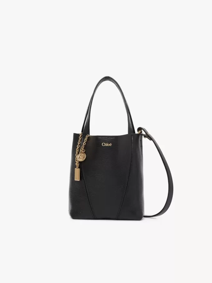 Bolso tote pequeño Chloé Spin de piel granulada Bolso tote pequeño Chloé Spin de piel granulada