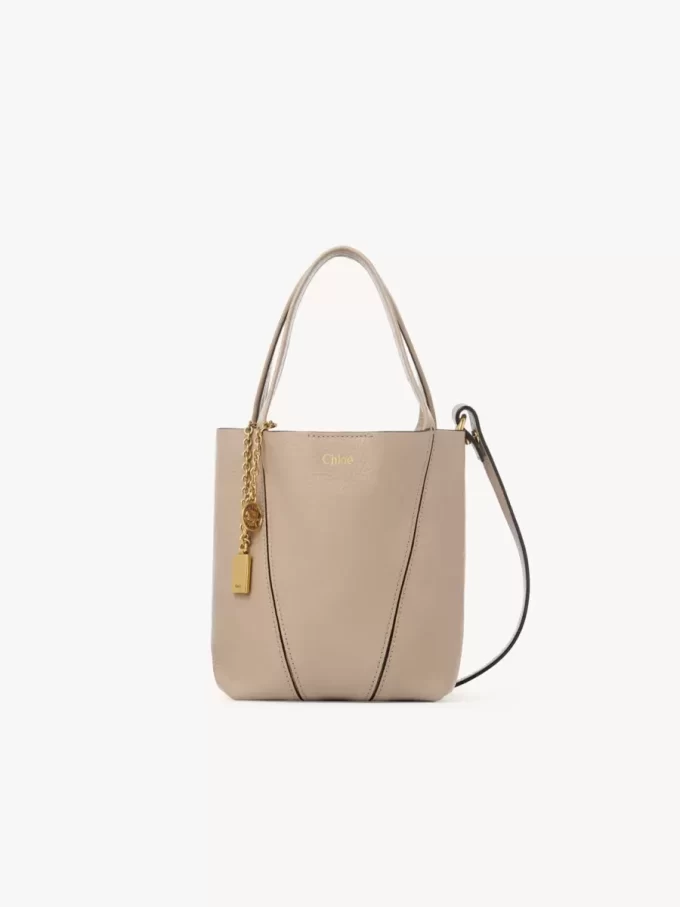 Bolso tote pequeño Chloé Spin de piel granulada Bolso tote pequeño Chloé Spin de piel granulada
