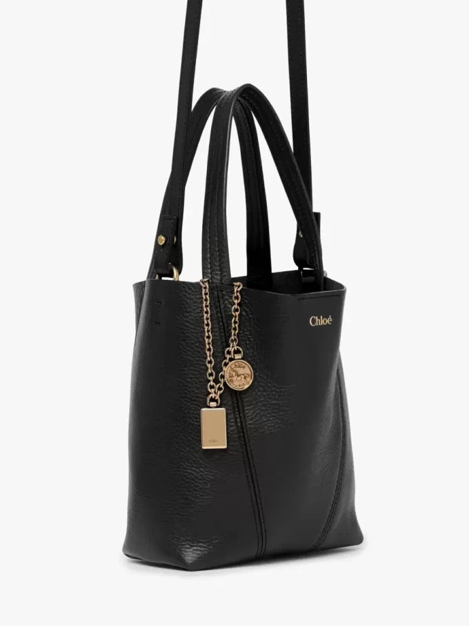 Bolso tote pequeño Chloé Spin de piel granulada Bolso tote pequeño Chloé Spin de piel granulada
