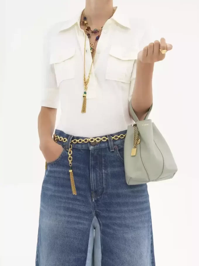 Bolso tote pequeño Chloé Spin de piel granulada