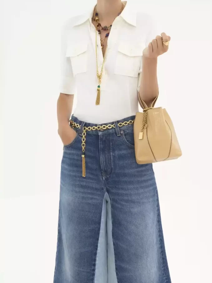 Bolso tote pequeño Chloé Spin de piel granulada