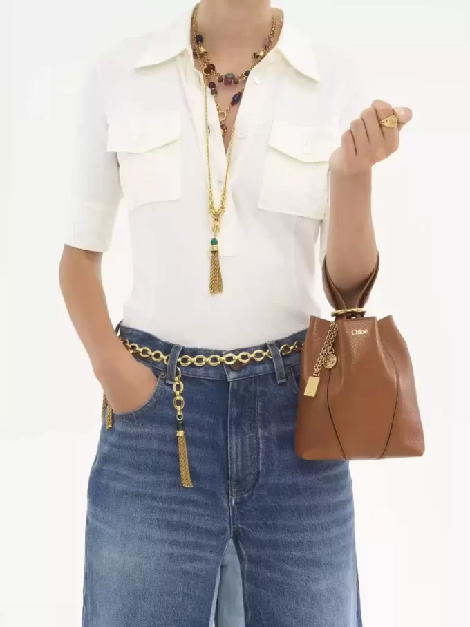 Bolso tote pequeño Chloé Spin de piel granulada Bolso tote pequeño Chloé Spin de piel granulada