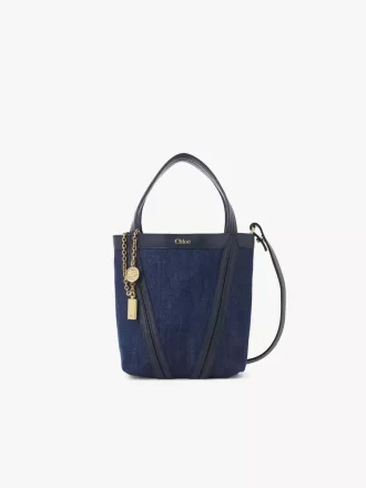 Bolso tote pequeño Chloé Spin en denim