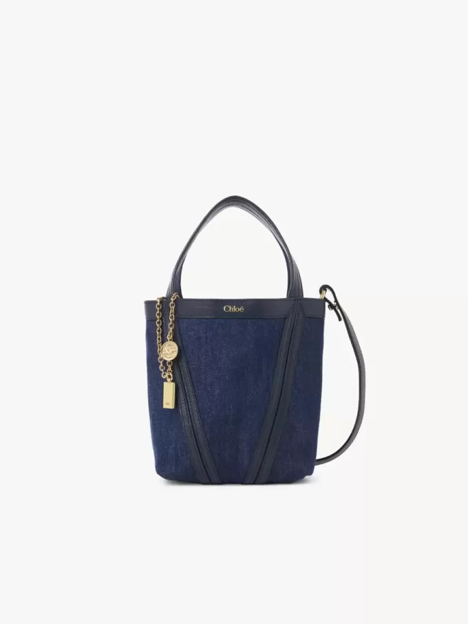 Bolso tote pequeño Chloé Spin en denim