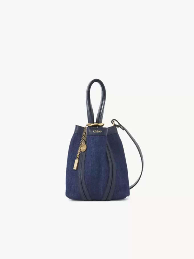Bolso tote pequeño Chloé Spin en denim