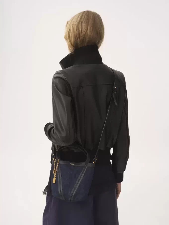 Bolso tote pequeño Chloé Spin en denim