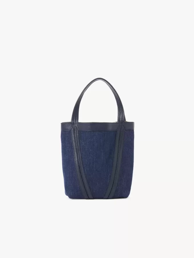 Bolso tote pequeño Chloé Spin en denim