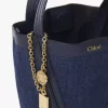 Bolso tote pequeño Chloé Spin en denim