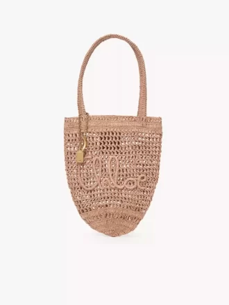 Bolso tote pequeño Summer Banana en rafia