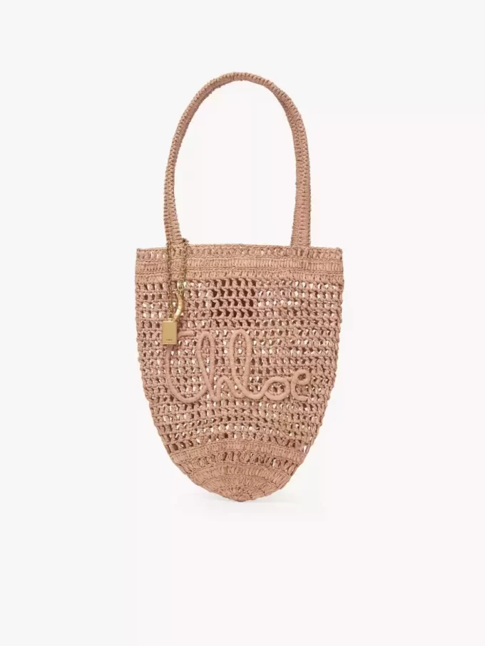Bolso tote pequeño Summer Banana en rafia
