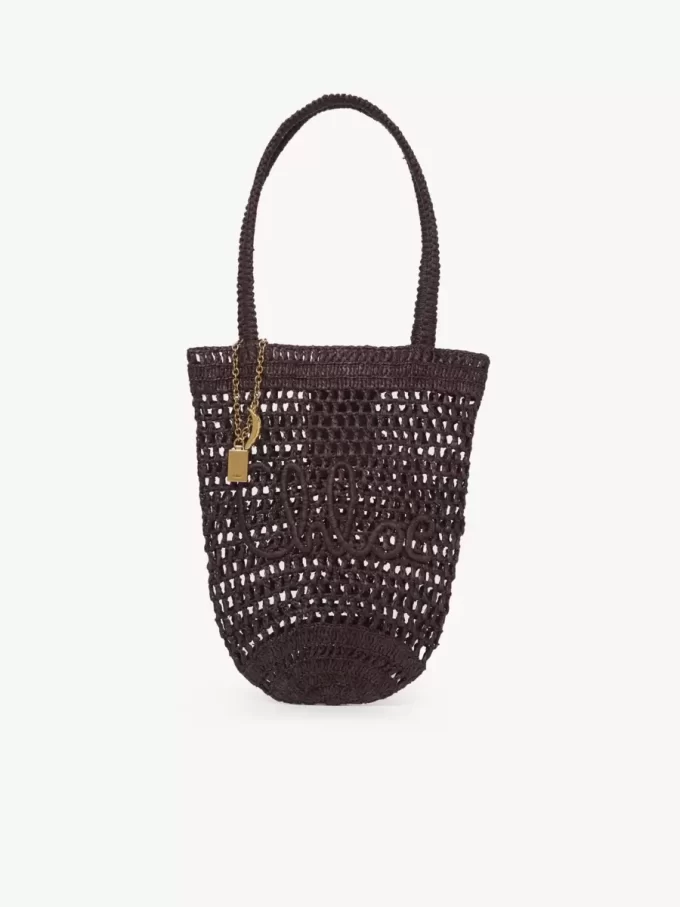 Bolso tote pequeño Summer Banana en rafia