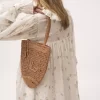 Bolso tote pequeño Summer Banana en rafia