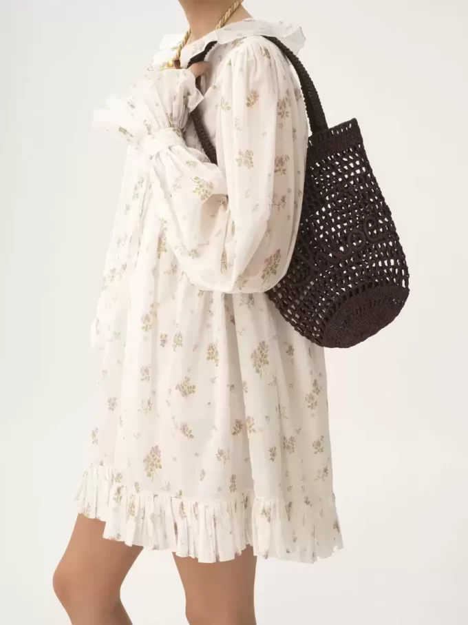 Bolso tote pequeño Summer Banana en rafia