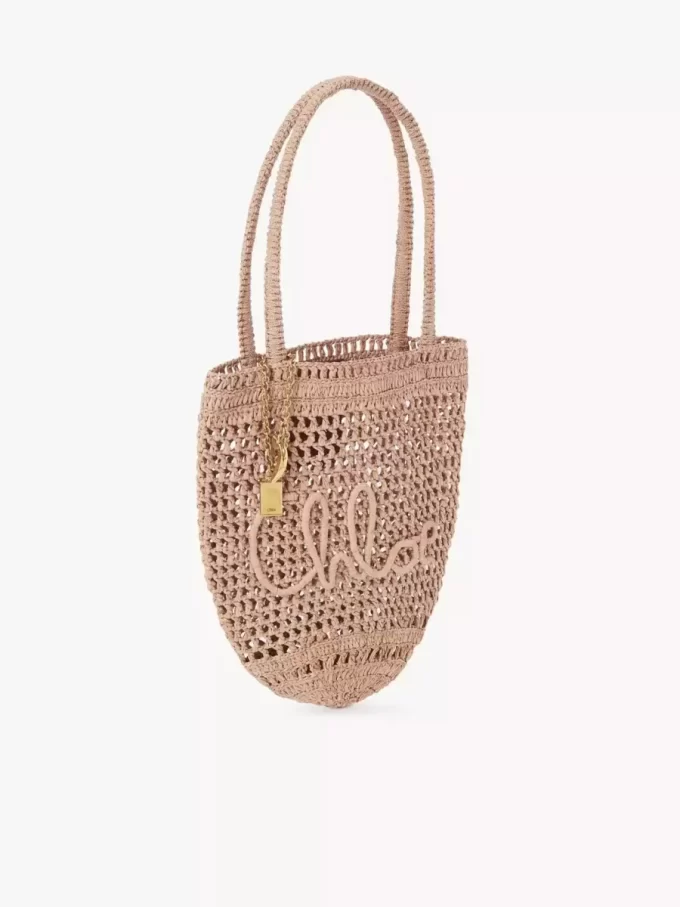Bolso tote pequeño Summer Banana en rafia