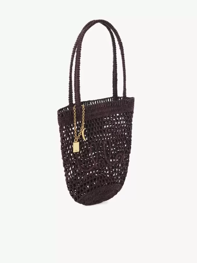 Bolso tote pequeño Summer Banana en rafia