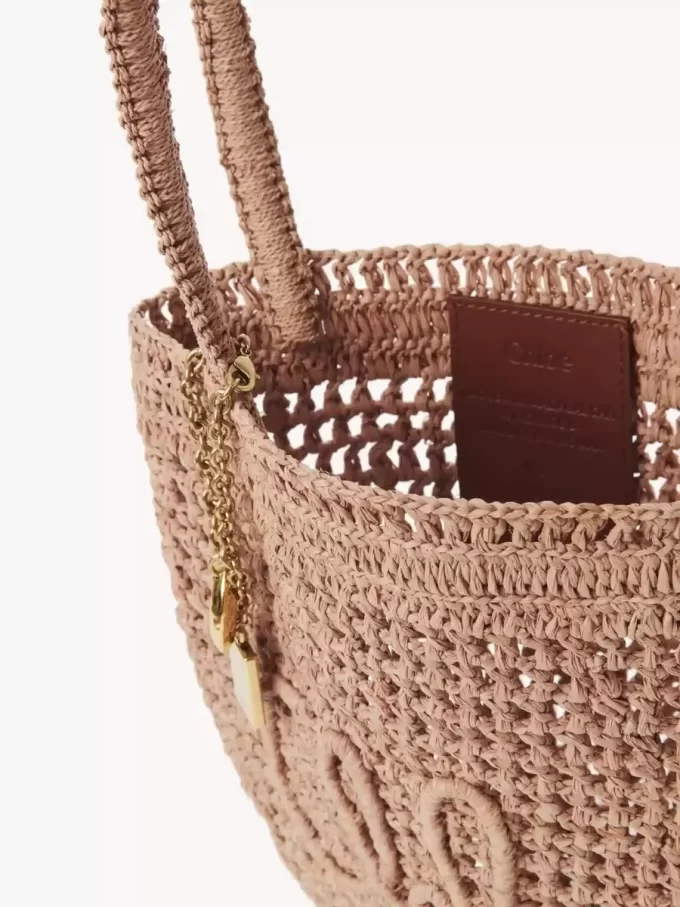 Bolso tote pequeño Summer Banana en rafia