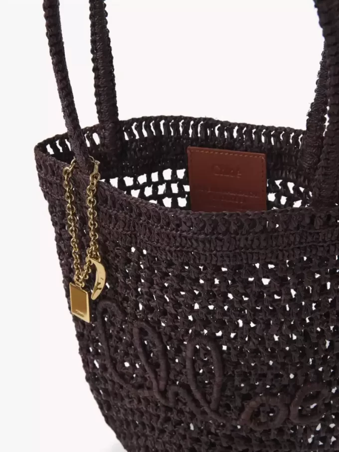 Bolso tote pequeño Summer Banana en rafia